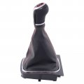 Black Leather With Red Stitching Gear Shifter Knob Boot Cover 6 Speed Manual Shift And Bracket Base Assembly For Volkswagen 