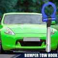 X Autohaux Blue Aluminum Alloy Round Front Rear Bumper Trailer Ring Eye Towing Tow Hook Screw For Nissan Gtr R35 2009-up