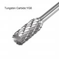 Uxcell Tungsten Carbide Rotary Files 1 8 Shank Double Cut Top Toothed Cylinder Shape Burrs Tool 6mm Dia For Die Grinder Drill