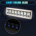 Car Marine Boat 8 Gang 5 Pin Toggle Rocker Switch Panel 12v 24v Circuit Breaker Blue Led Indicator Waterproof Aluminum For Atvs