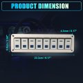 Car Marine Boat 8 Gang 5 Pin Toggle Rocker Switch Panel 12v 24v Circuit Breaker Blue Led Indicator Waterproof Aluminum For Atvs