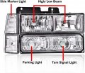 G-plus Headlights Compatible With 1994-1999 Gmc C1500 K1500 Yukon C2500 K2500 Suburban 1994-2000 C3500 K3500 Driver Passenger