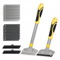 Razor Blade Scraper Tool Set With 4 In Wide Blades Long And Short Handle Wallpaper Remover For Paint Tile Glass Adhesive 