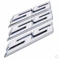 3 Pieces Small Tilt Ss Grill Side Trunk Emblem Badge Decal With Sticker For Chevy Impala Cobalt Camaro 2010-2016 White Letter 