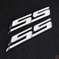 3 Pieces Small Tilt Ss Grill Side Trunk Emblem Badge Decal With Sticker For Chevy Impala Cobalt Camaro 2010-2016 White Letter