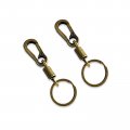 Augeny 2pcs Retro Style Simple Strong Carabiner Keychain Metal Car Ring With Clip Spring Fixed Universal Auto Fob Key Holder 