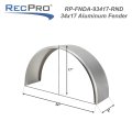 Recpro Trailer Round Aluminum Fender Diamond And Smooth Design Smooth 9 X 34 17