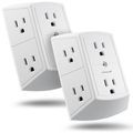 6 Outlet Wall Adapter Tap 2 Pack Fosmon Etl Listed 3-prong 15a 125vac 60hz 1875watts 3 Sided Grounded Indoor Ac Plug White 