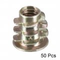 Uxcell Furniture Threaded Insert Nuts Zinc Alloy M5 Internal Threads 10mm Length 50pcs