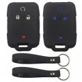 Kcpros 2pcs Black Rubber Silicone 4 Buttons Smart Key Fob Cover Case Protector Keyless With Keychain For Gmc Canyon Sierra 