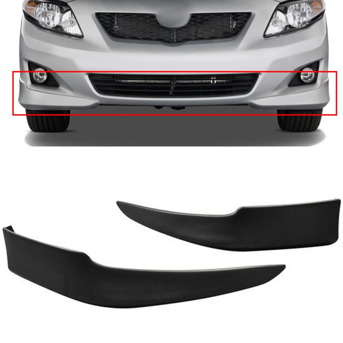 2pcs Front Bumper Lip Body Kit Abs Matte Black For 2009 2010 Toyota Corolla