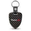 Acura Type-s Real Black Carbon Fiber Large Shield Style Key Chain Official Licensed Genuine Leather Strap 2 25 In X 1 75