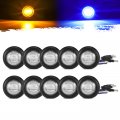 Partsam 10pcs Dual Color 3 4 Round Led Marker Light Amber To Blue Auxiliary Side Clearance Turn Signal Indicators With Bullet 