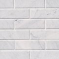 4x12 Marble White Cool Carrara Arabescato Subway Wall Tile Beveled Edge Honed For Bathroom Shower Kitchen Backsplash Fireplace 