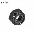Uxcell Hex Lock Nuts M6 X 1mm Carbon Steel Nylon Insert Self-locking For Fasteners 50pcs Black