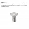 Uxcell Square Head Bolt 10pcs M6x10mm Fully Thread 304 Stainless Steel Grade C Machine Screws