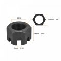 Uxcell M24x1 5mm Hexagon Slotted Nut Grade 4 8 Carbon Steel Hex Castle Nuts Black 2pcs