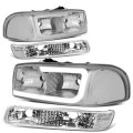 Auto Dynasty Led Drl Headlights Assembly For 1999-2007 Gmc Sierra 1500-3500 Yukon Xl 4pcs Headlamps Replacement W Bumper Lamps 