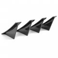 Hecasa 4pcs Universal Car Rear Lower Bumper Wing Lip Diffuser Curved Shape Shark Fin Spoiler Protector Splitter Carbon Fiber