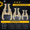 3pc Bearing And Gear Puller Set With Reversible Jaws 3in 4in 6in Pulley Removal Tool Kit For Flywheel Sprocket Gold S003gd