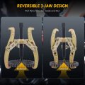 3pc Bearing And Gear Puller Set With Reversible Jaws 3in 4in 6in Pulley Removal Tool Kit For Flywheel Sprocket Gold S003gd