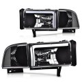 Drl Led Headlights Assembly Fit Dodge Ram 1500 1994-2001 Fit 2500 3500 1994-2002 Not For Sport Headlamps W O Bulbs Clear Lens 