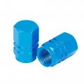 X Autohaux 8pcs Blue Tire Stem Valve Caps Wheel Covers Car Dustproof Hexagon Shape Aluminium Alloy Cap