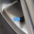 X Autohaux 8pcs Blue Tire Stem Valve Caps Wheel Covers Car Dustproof Hexagon Shape Aluminium Alloy Cap