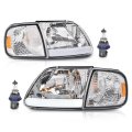 Led Headlights And Corner Parking Lights Kit For 1998 To 2003 Ford F150 1997 2002 Expedition Clear Lens Chrome Housing Amber 