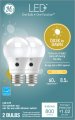 Ge Led Dusk To Dawn Light Bulbs 8 5w Automatic On Off Outdoor Soft White A19 2 Pack