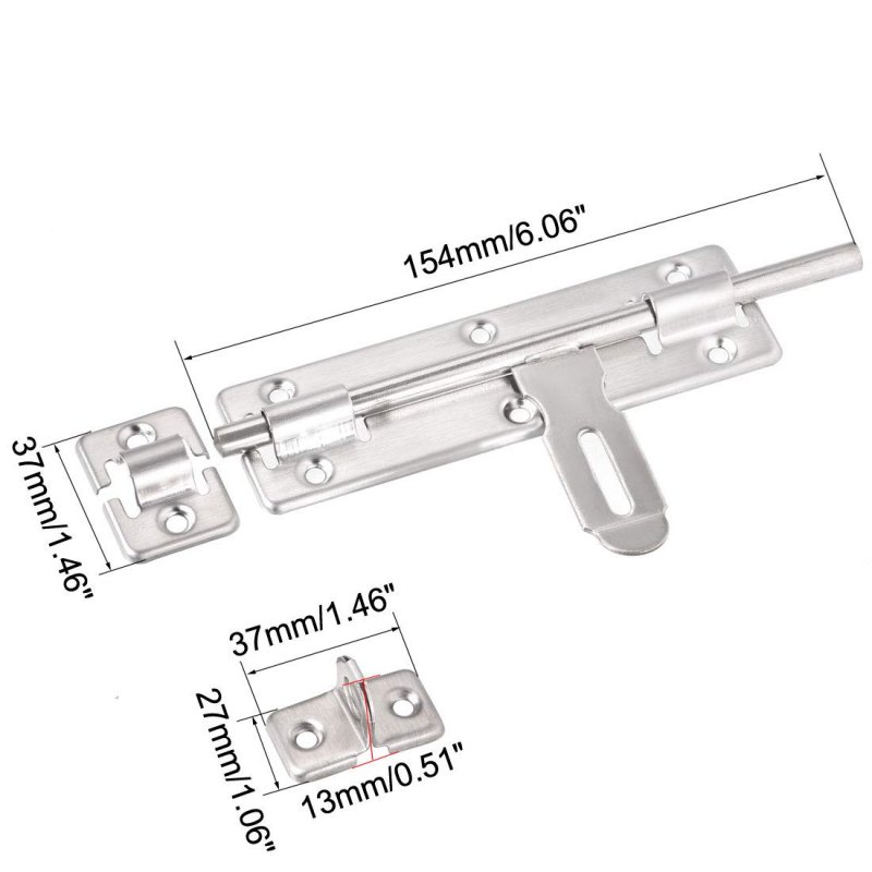 Sliding Bolt Gate Latch 6 Stainless Steel Door Hasp With Padlock Hole