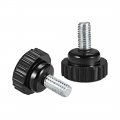 Uxcell M6 X 10mm Metric Male Thread Knurled Clamping Knobs Grip Thumb Screw On Type Hand Handle Bolt With Plastic Black 10 Pcs