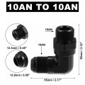 X Autohaux 2pcs 90 Degree 10an Flare To Orb Port Male Fuel Pump Rail Adapter Swivel Fitting Adapters With O Ring For Car