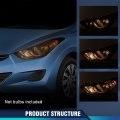 Headlight Assembly Front Headlamp Left Side For Hyundai Elantra 2011 2012 2013 Fit W Factory Halogen Model Only Clear Lens