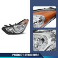 Headlight Assembly Front Headlamp Left Side For Hyundai Elantra 2011 2012 2013 Fit W Factory Halogen Model Only Clear Lens