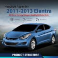 Headlight Assembly Front Headlamp Left Side For Hyundai Elantra 2011 2012 2013 Fit W Factory Halogen Model Only Clear Lens