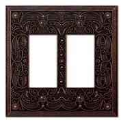 Filigree Double-gfi Switch Plate In Aged Bronze
