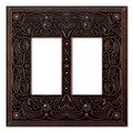 Filigree Double-gfi Switch Plate In Aged Bronze 