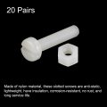 Uxcell 20 Pairs Nylon Screw Nut Assortment M5x25mm Slotted Pan Head Screws M5 Hex Nuts For Machinery Electronics White