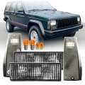 Smoke Lens Front Corner Parking And Bumper Turn Signal Lamps 4 Piece Set For 1984 To 1996 Jeep Cherokee Xj Suv Includes Amber 