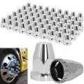 33mm Screw On Lug Nut Covers 60 Pack Chrome Bullet Caps For Semi Trucks Trailers And Buses 2 75 In High Silver Plastic Wheel 