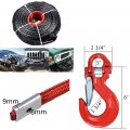 Anzio Set 95ft X 3 8 Black Synthetic Winch Rope Line Cable 20500lbs Protective Sleeve 4x4 Red 28 000 Lbs Half-link Clevis Latch