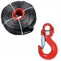 Anzio Set 95ft X 3 8 Black Synthetic Winch Rope Line Cable 20500lbs Protective Sleeve 4x4 Red 28 000 Lbs Half-link Clevis Latch