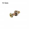 Uxcell M6 X 20mm Furniture Bolts Nut Set Hex Socket Screw With Barrel Nuts Phillips-slotted Zinc Plated 10 Sets