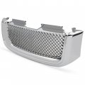 Front Upper Bumper Grill Grille For 2002-2008 Gmc Envoy Xl Xuv Honeycomb Mesh Insert Hood Cover Chrome Silvery