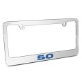 Ford Mustang 5 0 Blue In 3d On Mirror Chrome Metal License Plate Frame Official Licensed