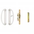Rockwell Security Sonoma Patio Sliding Door Handle Set With Mortise Lock And Keeper White Finish Fits 1-1 2 1-3 4 Inch Thick 