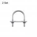 Uxcell Round U-bolts 2 Sets 53mm 09 Inner Width 78mm Length M8 304 Stainless Steel U Clamp Bolt With Nuts Washers And Plates
