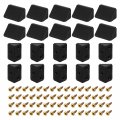 50pcs 90 Degree Plastic Corner Braces With Cover Cap 43x23x23mm Nylon Shelf Right Angle Brackets Screws For Cabinets Cupboards 