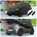 Uxcell For Smart Fortwo 2016-2022 Cover Waterproof Car Outdoor Full All Weather Protection Rain Sun With Zipper Black
